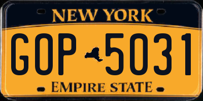 NY license plate GOP5031