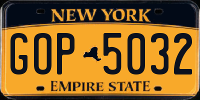 NY license plate GOP5032