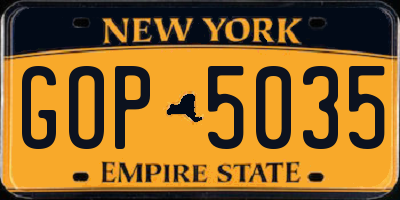 NY license plate GOP5035