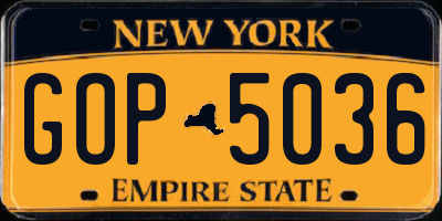 NY license plate GOP5036