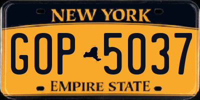 NY license plate GOP5037