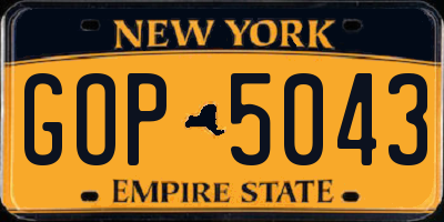 NY license plate GOP5043