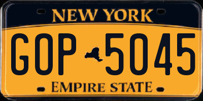 NY license plate GOP5045
