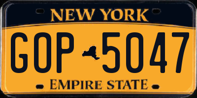 NY license plate GOP5047