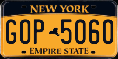 NY license plate GOP5060