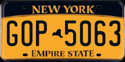 NY license plate GOP5063