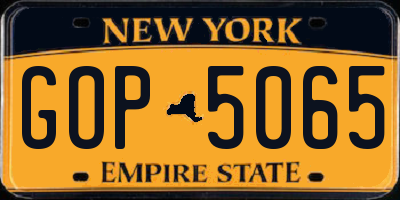 NY license plate GOP5065