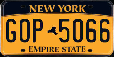 NY license plate GOP5066