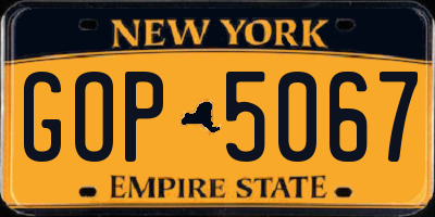 NY license plate GOP5067