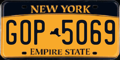 NY license plate GOP5069
