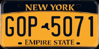 NY license plate GOP5071