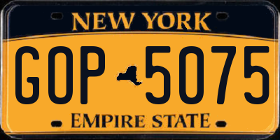 NY license plate GOP5075