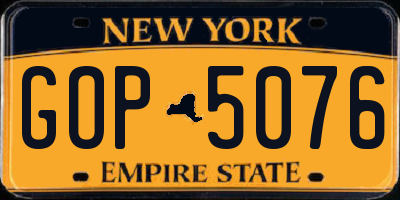 NY license plate GOP5076