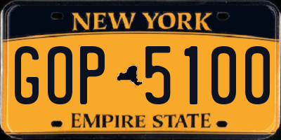 NY license plate GOP5100
