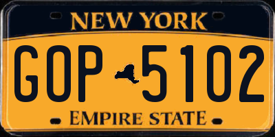 NY license plate GOP5102