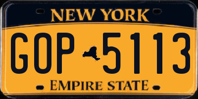 NY license plate GOP5113