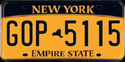 NY license plate GOP5115