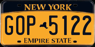 NY license plate GOP5122