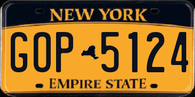 NY license plate GOP5124