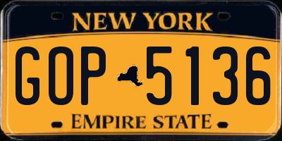 NY license plate GOP5136
