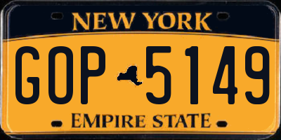 NY license plate GOP5149