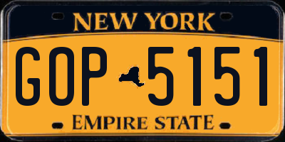 NY license plate GOP5151