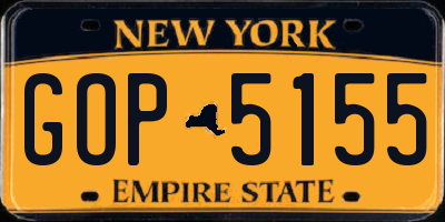 NY license plate GOP5155