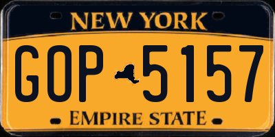 NY license plate GOP5157