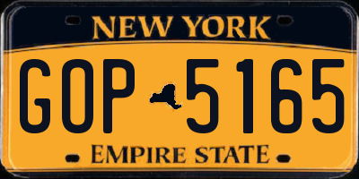 NY license plate GOP5165