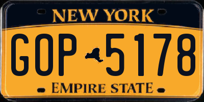 NY license plate GOP5178