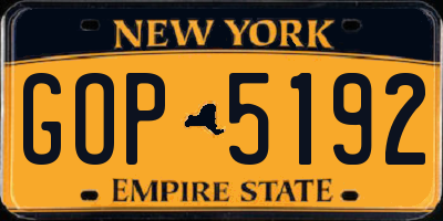 NY license plate GOP5192