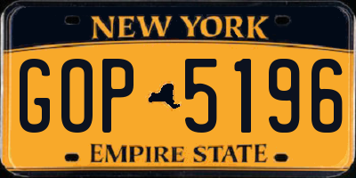 NY license plate GOP5196