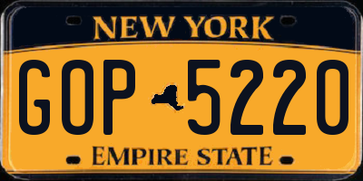 NY license plate GOP5220
