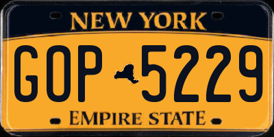 NY license plate GOP5229