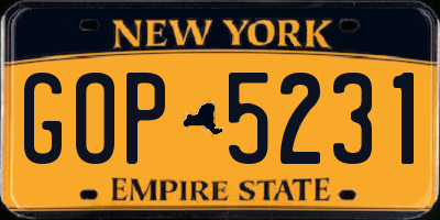 NY license plate GOP5231