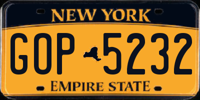 NY license plate GOP5232