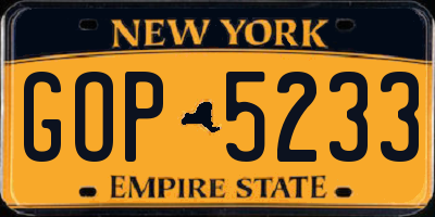 NY license plate GOP5233