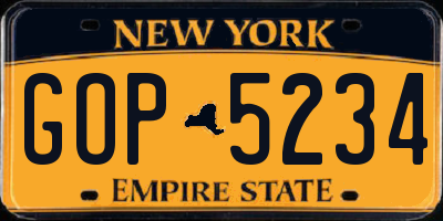 NY license plate GOP5234