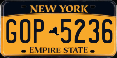 NY license plate GOP5236