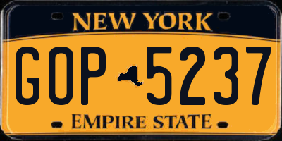 NY license plate GOP5237