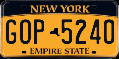 NY license plate GOP5240