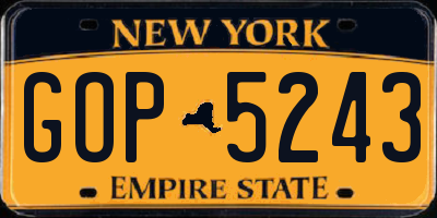NY license plate GOP5243
