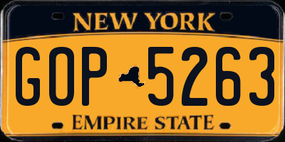 NY license plate GOP5263