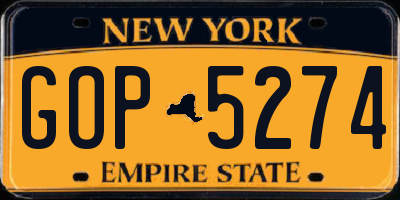 NY license plate GOP5274
