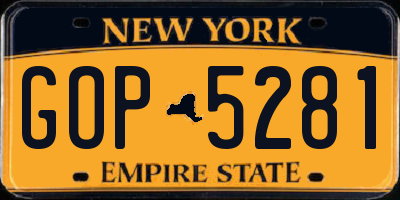 NY license plate GOP5281