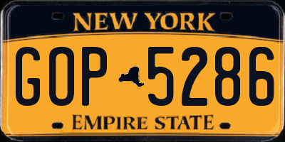 NY license plate GOP5286