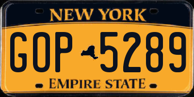 NY license plate GOP5289