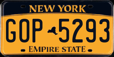 NY license plate GOP5293