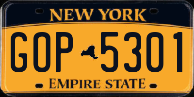 NY license plate GOP5301
