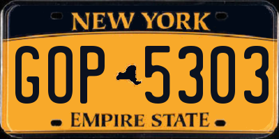NY license plate GOP5303